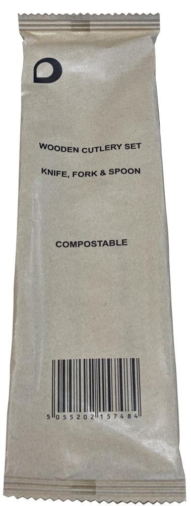 Wooden Cutlery Pack - Knife, Fork & Spoon