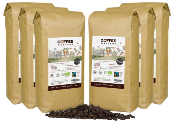 Coffee Masters - Colombian Organic Fairtrade Coffee Beans (6x1kg)