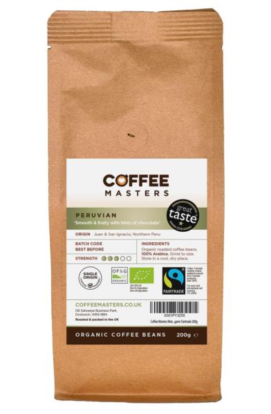 Coffee Masters - Peruvian Organic Fairtrade Coffee Beans (1x200g)