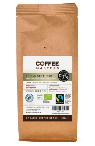 Coffee Masters - Triple Certified Organic Blend Coffee Beans (1x200g)