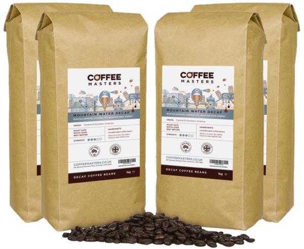 Coffee Masters - Mountain Water Decaffeinated Coffee Beans (4x1kg)