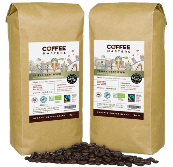 Coffee Masters - Triple Certified Organic Blend Coffee Beans (2x1kg) photo 1
