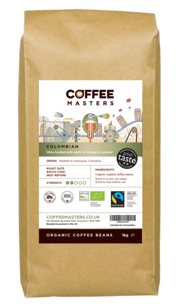 Coffee Masters - Colombian Organic Fairtrade Coffee Beans (1x1kg)