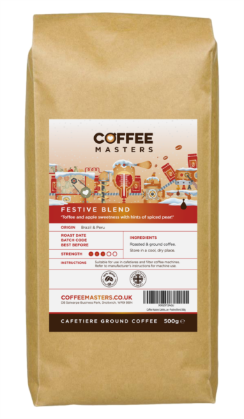 Cafetiere Ground Coffee – Coffee Masters Festive Blend 500g