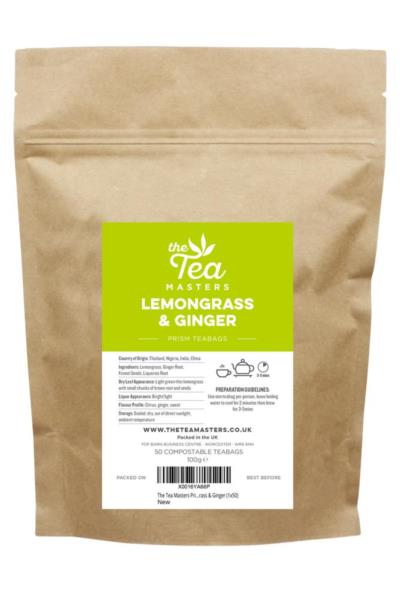 The Tea Masters Prism Teabags - Lemongrass & Ginger (1x50) photo 1
