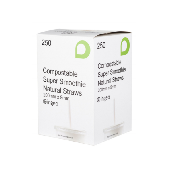 Compostable Smoothie Straws - Natural White 9mm (250)
