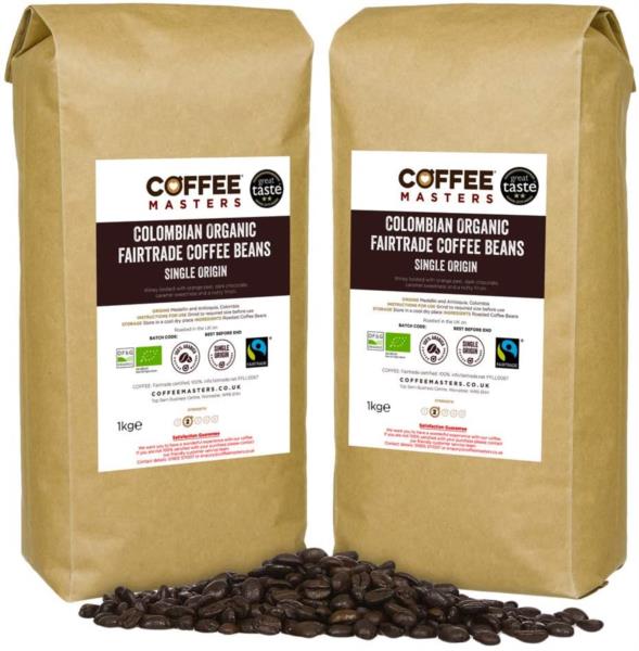 Coffee Masters - Colombian Organic Fairtrade Coffee Beans (2x1kg) photo 1