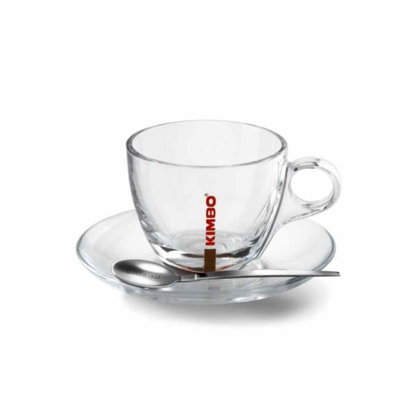 Kimbo Glass Cappuccino Cups (180ml/6oz)  & Saucer (1x6)