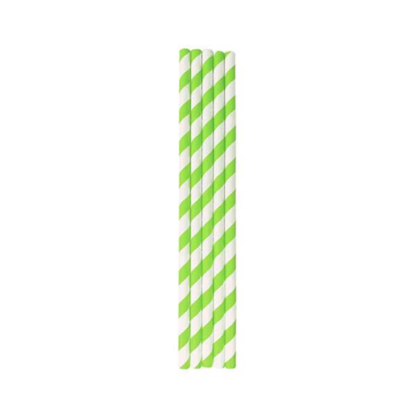Paper Straws - Lime Green & White 8mm (250)