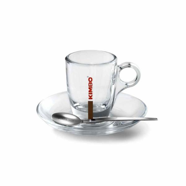 Kimbo Glass Espresso Cups (70ml/2.5oz) & Saucer (1x6) photo 1