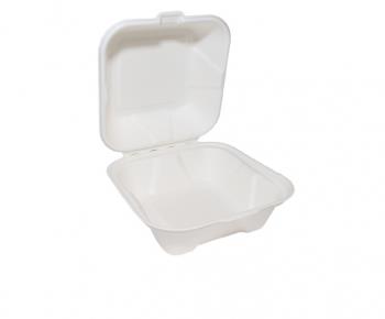 Bagasse Clamshell Square 6" Food Box